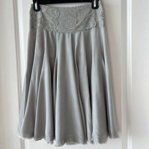 Kookaï Grey Embroidered Waist Flared Skirt – Size Small